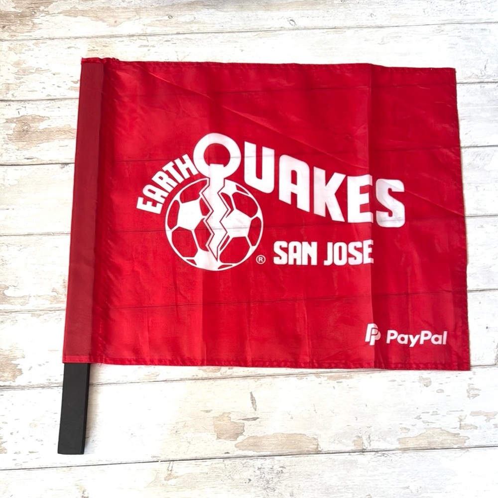 San Jose Earthquakes MLS Soccer Flag Red White Black 24x20in NEW